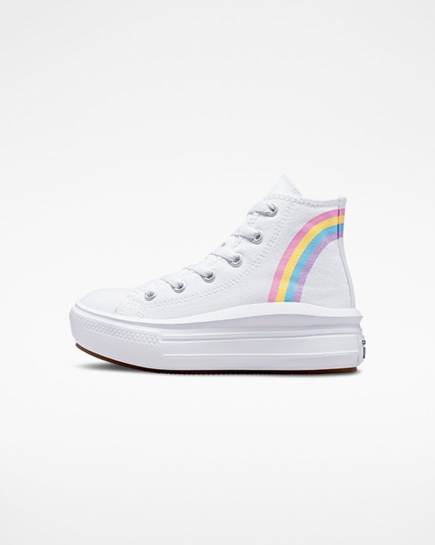 Dívčí Boty Na Platformy Converse Chuck Taylor All Star Move Rainbow Cloud Vysoké Bílé Blankyt Růžové | CZ TSIW20